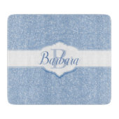 Sky Blue Glitter Monogram Snijplank (Voorkant)