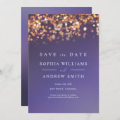 Sky Blue & Gold Enregistrer la date Invitation (Devant / Derrière)