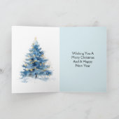Sky Blue Gold Kerstboom Kaart (Binnen)