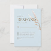 Sky Blue Gold Texte Boho Wedding RSVP (Devant)