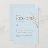 Sky Blue Gold Texte Boho Wedding RSVP (Devant / Derrière)