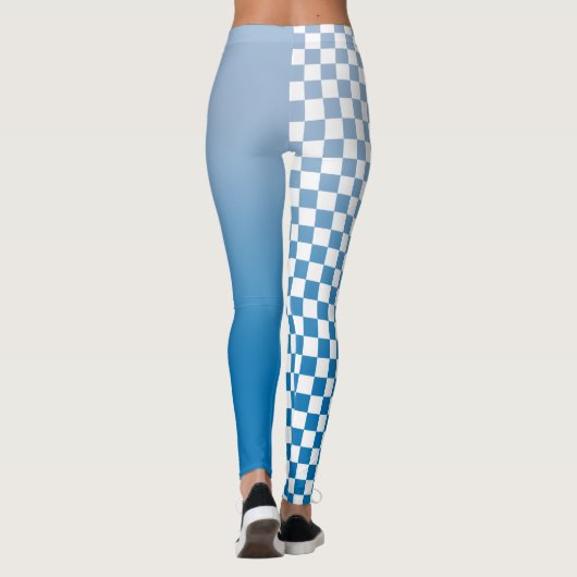 Sky Blue Gradient en Checkered Pattern Leggings (Achterkant)