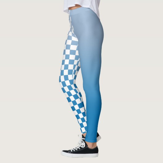 Sky Blue Gradient en Checkered Pattern Leggings (Links)