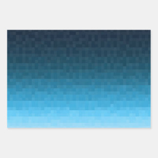 sky blue gradient | vierkante pixelblokken | inpakpapier vel