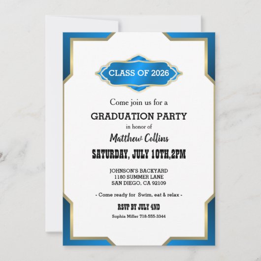 Sky Blue Graduation Invitation (Devant)