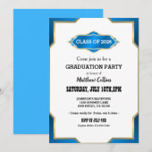 Sky Blue Graduation Invitation Kaart (Voorkant / Achterkant)