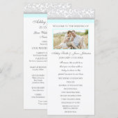 Sky Blue Grey Damask Photo Wedding Programme (Devant / Derrière)