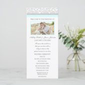 Sky Blue Grey Damask Photo Wedding Programme (Debout devant)