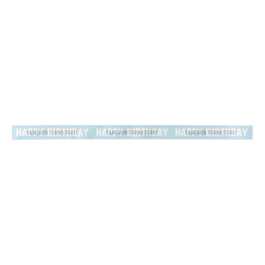 Sky Blue Happy Birthday met naam en leeftijd Lint (Voorkant)