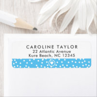 Sky Blue Heart en Stippen Cute Preppy Return Addre