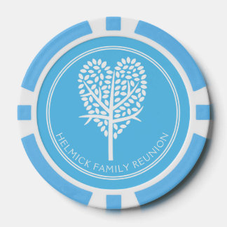 Sky Blue Heart Tree Familie Reünie Poker Chips
