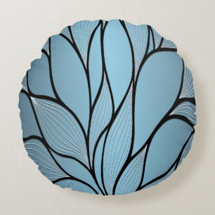 Sky Blue Hues Creatief Verloven Patroon Rond Kussen