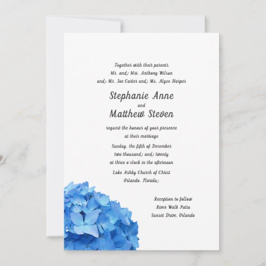 Sky Blue Hydrangea Beide partners Kaart (Voorkant)