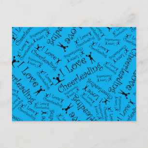 Sky blue Ik hou van cheerleading Briefkaart