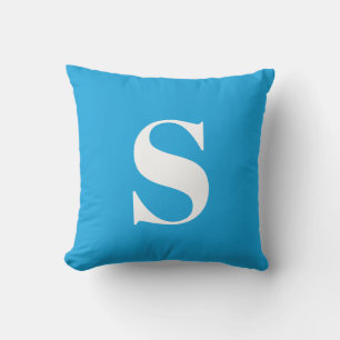 Sky Blue Initiaal Monogrammed Outdoor Kussen