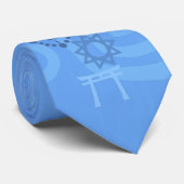 Sky Blue Interreligieuze Symbols Stropdas (Opgerold)