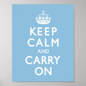 Sky Blue Keep Calm en Carry on Poster (Voorkant)