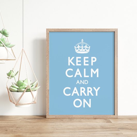 Sky Blue Keep Calm en Carry on Poster