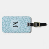 Sky Blue Leopard Print Monogram Bagagelabel (Voorkant horizontaal)
