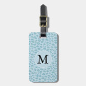 Sky Blue Leopard Print Monogram Bagagelabel (Voorkant verticaal)