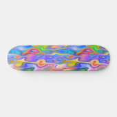 Sky Blue Light Licht Lime Green Paarse Wave Art Skateboard (Horizontaal)