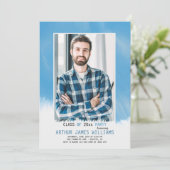 Sky Blue Lijst Afstuderen Uitnodiging (Staand voorkant)