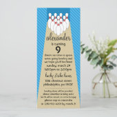 Sky Blue Lucky Strike Bowling Birthday Party Kaart (Staand voorkant)