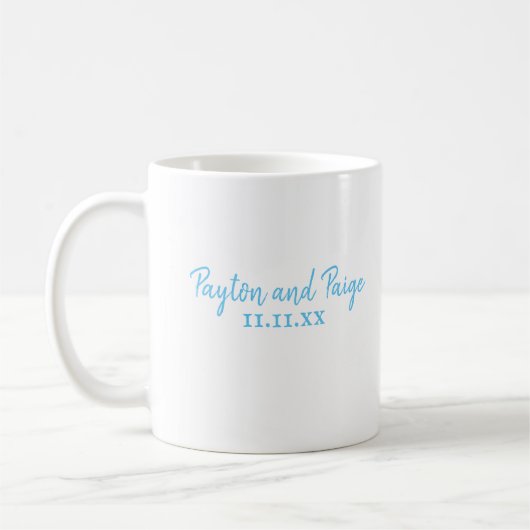 Sky Blue Mariage Personnalisé Café Mug (Gauche)