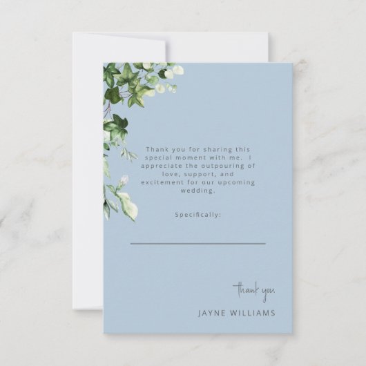 Sky Blue Message Ivy Wedding shower Merci (Devant)