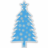 Sky Blue met Snowflakes kerstboomsticker Sticker (Voorkant)