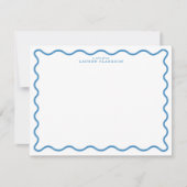Sky Blue Modern Wavy Border Note Card Kaart (Voorkant)