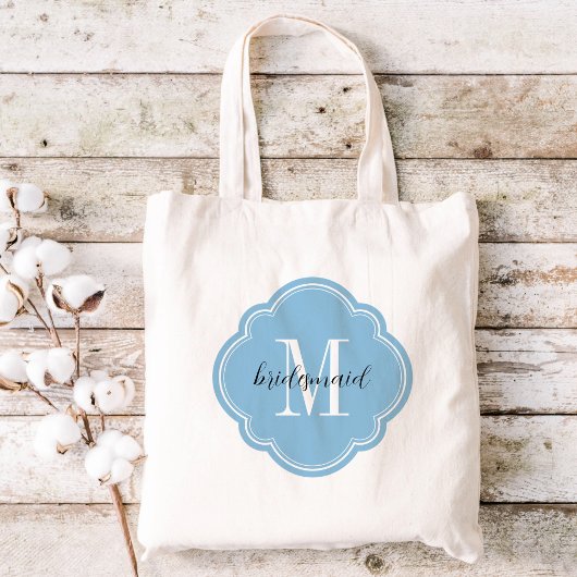 Sky Blue Monogram Bridesmaid Sac fourre-tout