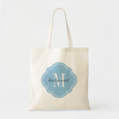 Sky Blue Monogram Bruidsmeisje Canvas tas (Voorkant)