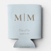 Sky Blue Monogram en Namen Bruiloft Koelbox Blikjeskoeler (Achterkant)