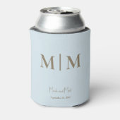 Sky Blue Monogram en Namen Bruiloft Koelbox Blikjeskoeler (Blikje Achterkant)