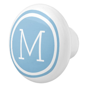Sky Blue Monogram Gepersonaliseerde Ladeknop Keramische Knop