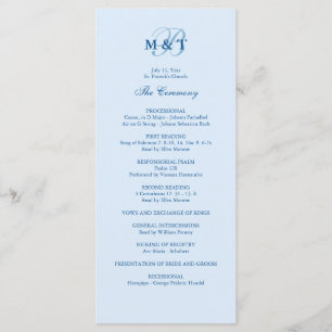 Sky Blue Monogram Huwelijksprogramma Programma