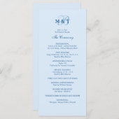 Sky Blue Monogram Programme de mariage (Devant / Derrière)