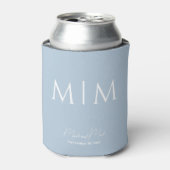 Sky Blue Monogram Script Namen Bruiloft Koelbox Blikjeskoeler (Blikje Voorkant)