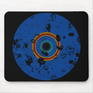 Sky Blue Multicolored Vinyl Disk Textern Pattern Muismat