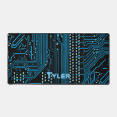 Sky Blue Naam, Zwart & Blauw Circuit Board Bureaumat (Voorkant)