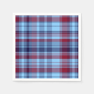 Sky Blue Navy Burgundy Preppy Madras Servetten