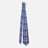 Sky Blue Navy Burgundy Preppy Madras Stropdas (Achterkant)