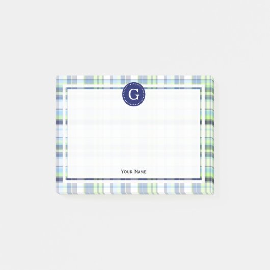 Sky Blue Navy Pistachio Wt Madras Pset 1IR Post-it® Notes (Voorkant)