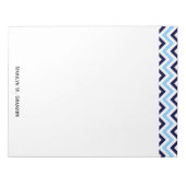 Sky Blue, Navy, White Large Chevron ZigZag Pattern Notitieblok (Voorkant)