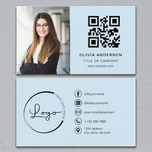 Sky Blue Photo White QR Code Sociale Media Visitekaartje