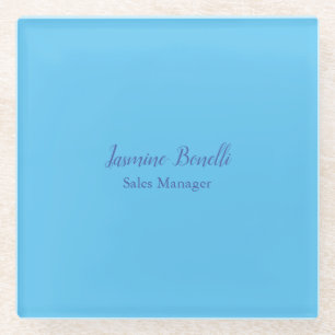 Sky Blue Professional Modern Minimalist Naam toevo Glazen Onderzetter