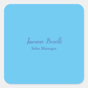 Sky Blue Professional Modern Minimalist Naam toevo Vierkante Sticker
