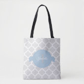 Sky Blue Quatrefoil Aangepast Tas (Voorkant)