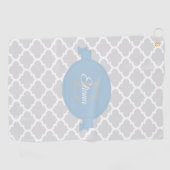 Sky Blue Quatrefoil - Aangepaste Golfhanddoek (Horizontaal)